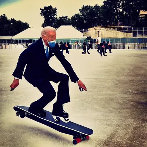 Prompt: Holy shit Joe Biden skating? no way lol, instagram post