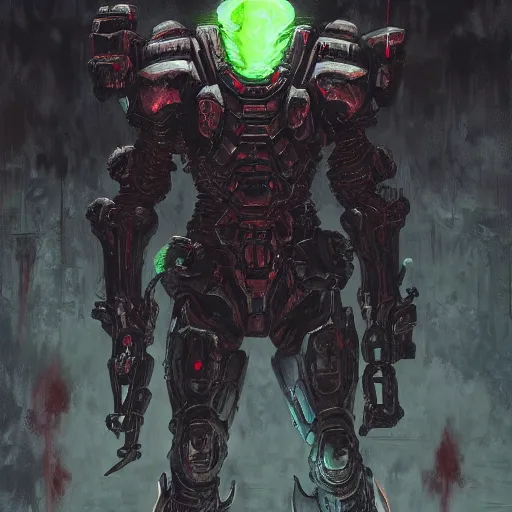 Image similar to doom slayer, painted by tsutomu nihei, painted by stanley lau