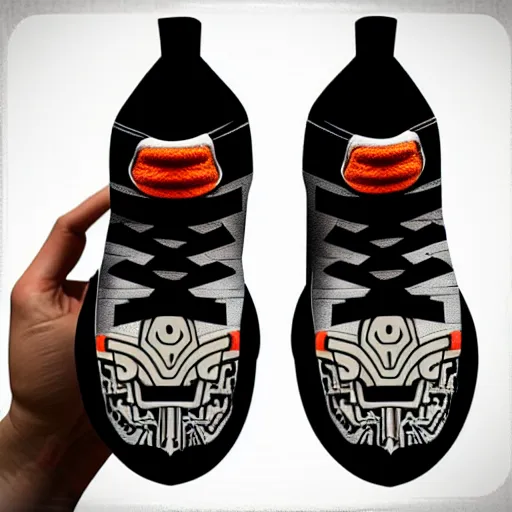 Image similar to realistic scultpure of sneaker! design, sneaker design overwatch fantasy style mixed with aztec mayan native street fashion, focus on sneakers only, shoes designed by akira toriyama and studio ghibli