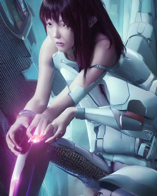 Image similar to weta disney pixar movie still portrait photo of motoko kusanagi ghost in the shell : : as cyborg woman by pixar : : by weta, wlop, ilya kuvshinov, rossdraws, artgerm, marvel, maxim cover, latex, octane render, sweaty, iridescent, bright morning, anime, liosh, mucha : :