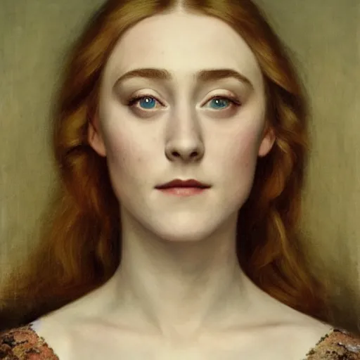 Prompt: a true-to-life portrait of Saoirse Ronan painted by John Collier