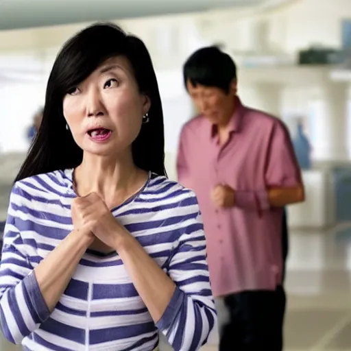 Image similar to asian mom angry at dad because they missed the flight