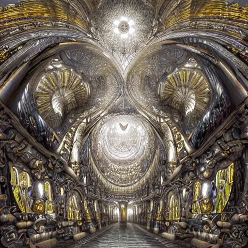 Image similar to a hyperrealistic 3 d render of a delicate ivory sculpture of an ornate detailed cathedral populated by mandelbrot fractals by android jones, micro detail, unreal engine, volumetric lighting, dramatic lighting, psychedelic, octane renderer, catholicpunk, glowing, white color scheme, photorealistic, physically based rendering, angelic, colorful, carved soap, trending on cgsociety