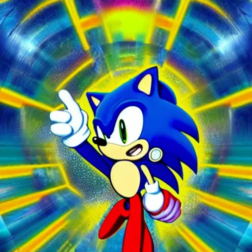 Image similar to sonic the hedgehog lsd adventure psychedelic professional photo award winning