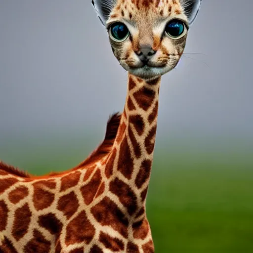 Image similar to cat giraffe hybrid, bold natural colors, national geographic photography, masterpiece, full shot, award winning