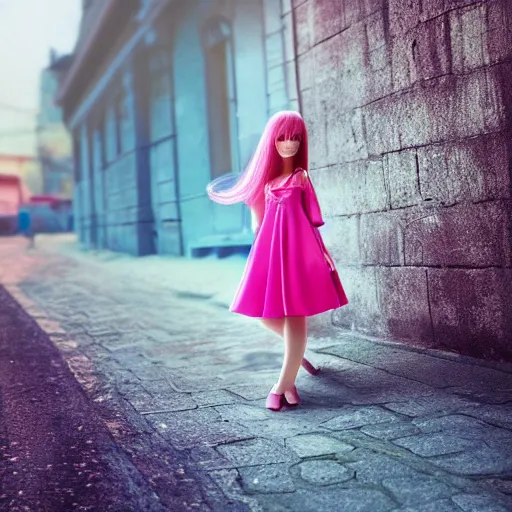 Prompt: girl with long hair and pink dress, real photo, posed, full body, instagram photo, kodak, portra, by wlop, ilya kuvshinov, krenz, cushart, pixiv, zbrush sculpt, octane render, houdini, vfx, cinematic atmosphere, 8 k, unreal engine 5, ultra detailed, photorealistic, ultra realistic