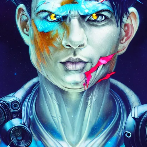 Prompt: dream portrait of Goku, cameras, melting ,8k,by tristan eaton,Stanley Artgermm,Tom Bagshaw,Greg Rutkowski,Carne Griffiths, Ayami Kojima, Beksinski, Giger,trending on DeviantArt,face enhance,hyper detailed,minimalist,cybernetic, android, blade runner,full of colour