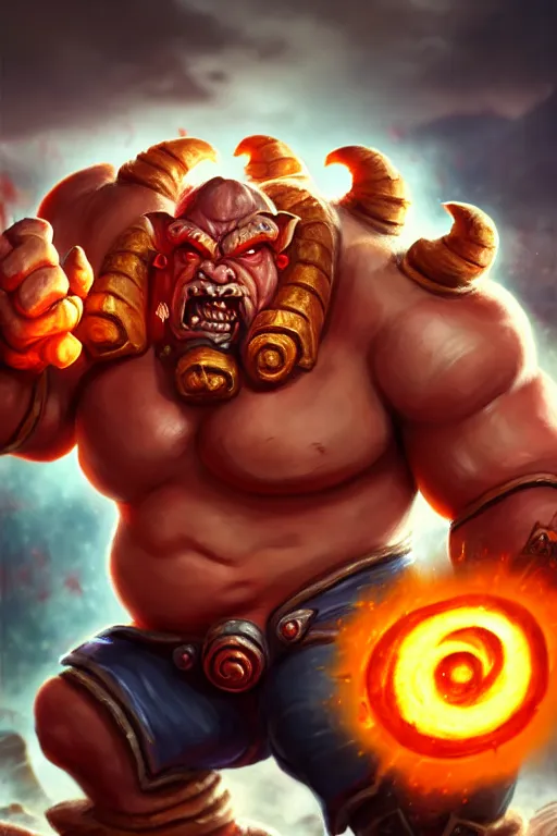 Image similar to garrosh as gigachad with heartstone card, realistic, trending on artstation, digital art, 4 k, hyper realistic, splash art, sharp focus