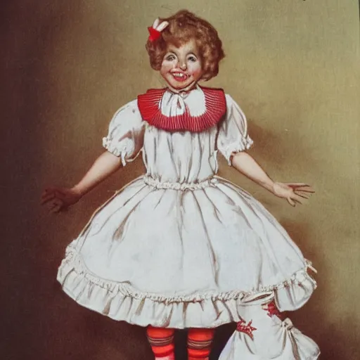 Image similar to chicken wearing a maid dress