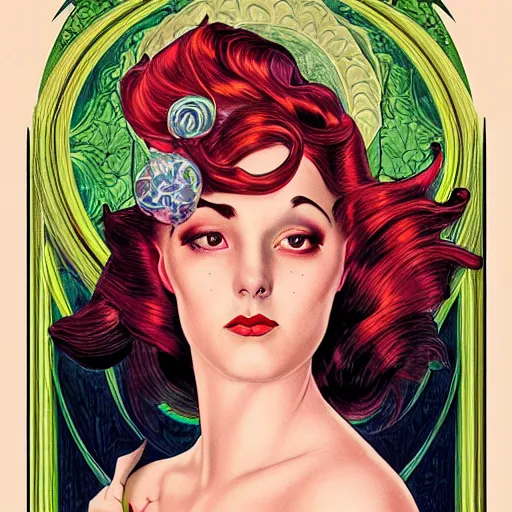 Image similar to an art nouveau streamline moderne portrait in the style of anna dittmann and donato giancola and virgil finlay.