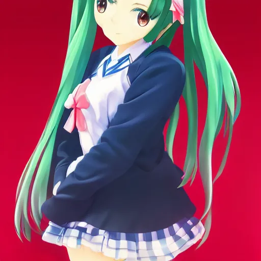 Image similar to a high detail portrait of high school girl by makoto sinkai, kyoto animation, kawaii, full body, in simple background, CLIP STADIO, mad painting