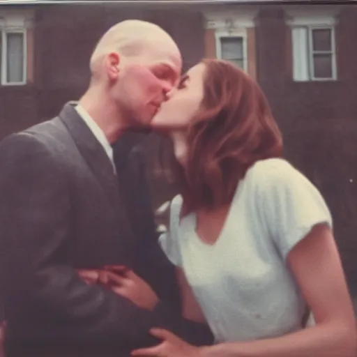 Prompt: Polaroid the couple's last kiss, photo made by Wes Anderson award winning, 4K