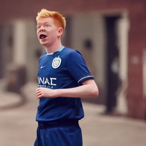 Image similar to movie still of kevin de bruyne as mr bean,