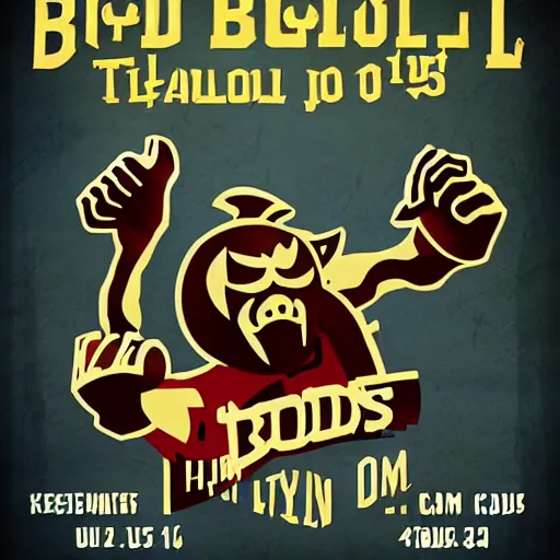 Image similar to stylized poster for blood bowl game, in style of thirties, with slogan play better!