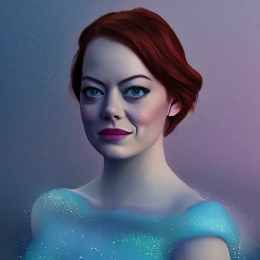 Image similar to emma stone as a disney princess, professional studio lightening, volumetric lightening, photorealism