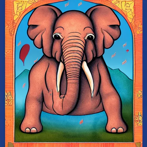 Prompt: anthropomorphic humanoid elephant, fantasy illustration