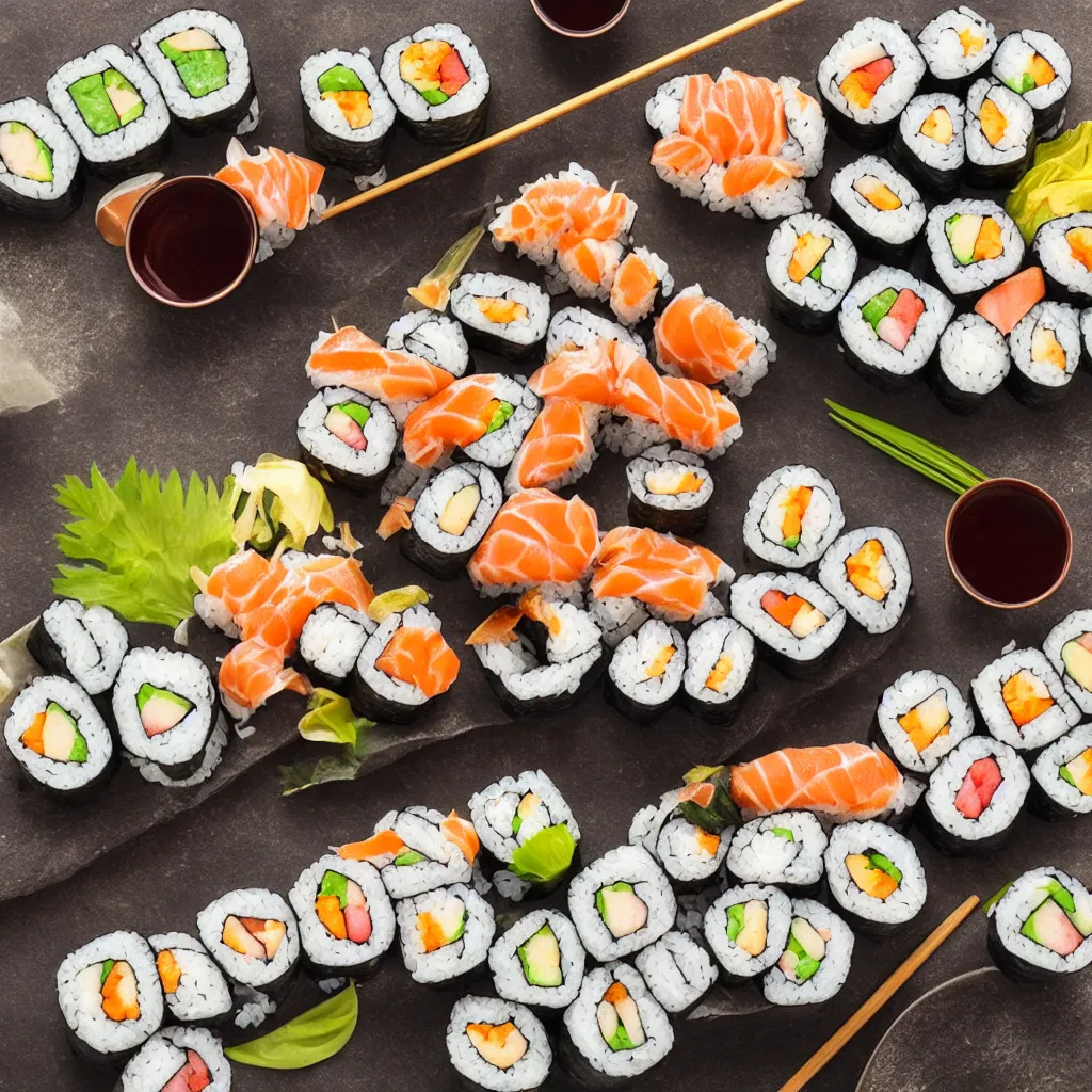 Prompt: sushi rolls, award winning food photography