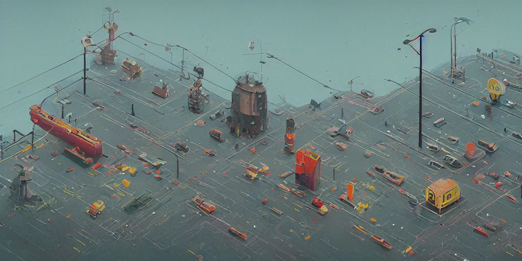 Prompt: a miniature world by simon stalenhag