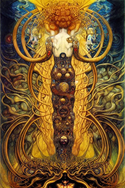 Image similar to Divine Chaos Engine by Karol Bak, Jean Delville, William Blake, Gustav Klimt, and Vincent Van Gogh, symbolist, visionary