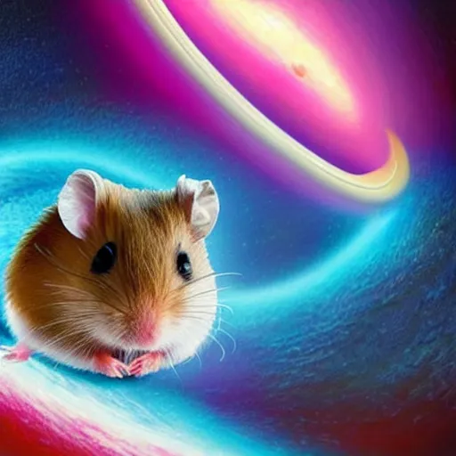 Image similar to hamster driving a spaceship through a black hole