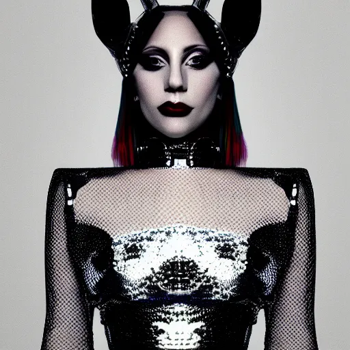 Image similar to Lady Gaga, XF IQ4, 150MP, 50mm, f/1.4, ISO 200, 1/160s, natural light, Adobe Photoshop, Adobe Lightroom, DxO Photolab, Corel PaintShop Pro, rule of thirds, symmetrical balance, depth layering, polarizing filter, Sense of Depth, AI enhanced