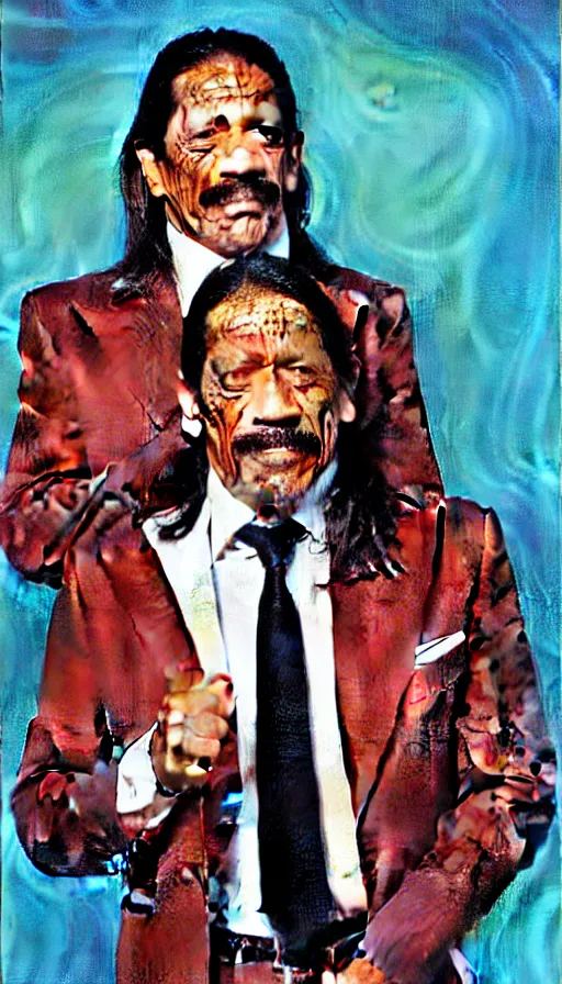 Image similar to danny trejo in a leisure suit. portrait by jean giraud and anton otto fischer