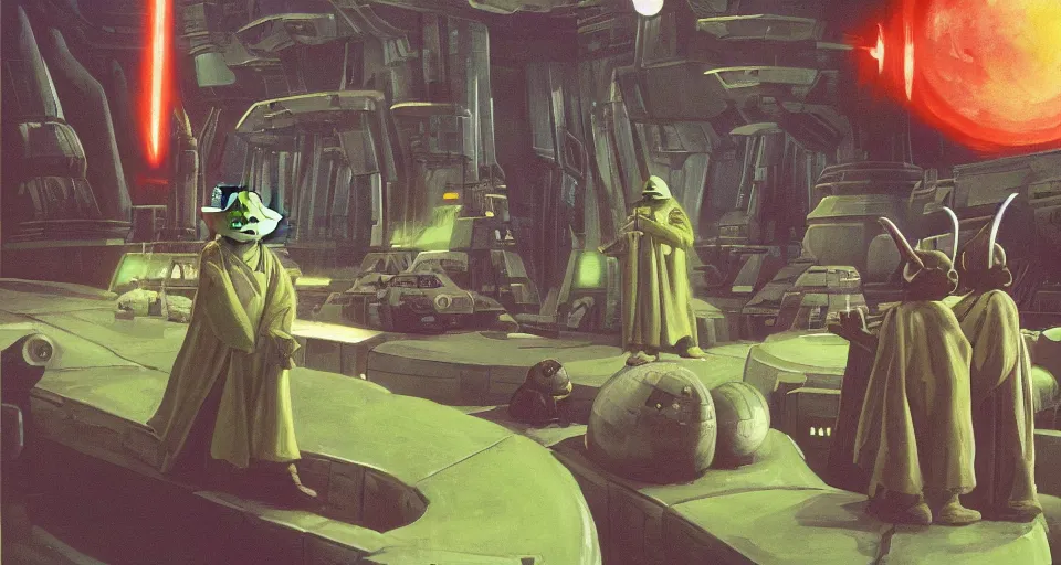 Image similar to Yoda planet star Wars Ralph Macquarrie market scene