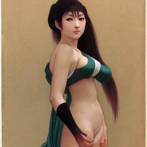 Prompt: Portrait of Kasumi from acclaimed video game series Dead or Alive, drawn by William Adolphe Bouguereau