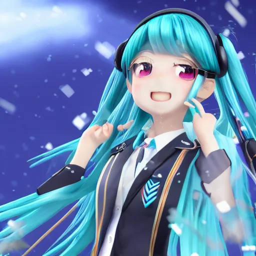 Image similar to Hatsune Miku as a weather services chief, epic. 4k resolution, anime, pixiv, extremely detailed - C 10