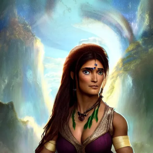 Image similar to Salma Hayek as a female na’vi from Avatar, digital art, highly detailed, award winning, concept art, intricate, sharp focus, Trending on Artstation HQ, unreal engine 5, 4K UHD image