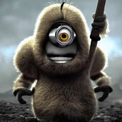 Image similar to The minions in The Vikings Digital art very detailed 4K quality Super Realistic