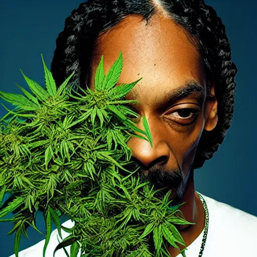 Prompt: snoop dogg his hair is made of weed buds soft portrait photography by jonathan zawada