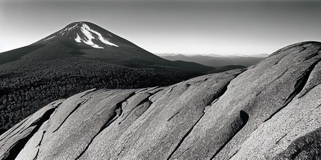 Prompt: landscape photograph of Franconia ridge, mount lafayette, mount lincoln, mount haystack, photography by ansel adams