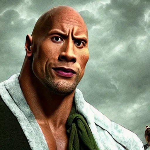 Image similar to Dwayne Johnson as shrek