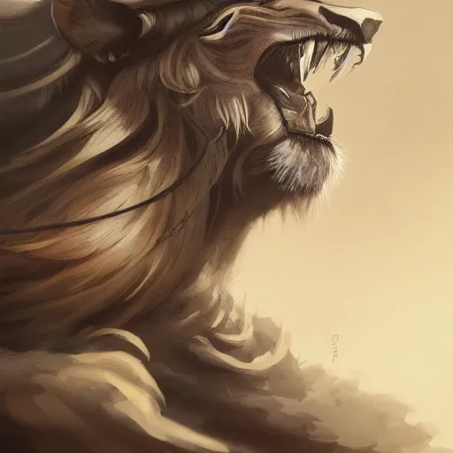 Image similar to lion as an samurai, backround dark, highly detailed, digital illustration, trending in artstation, modern painting, smooth, sharp focus, intricate, by peter mohrbacher