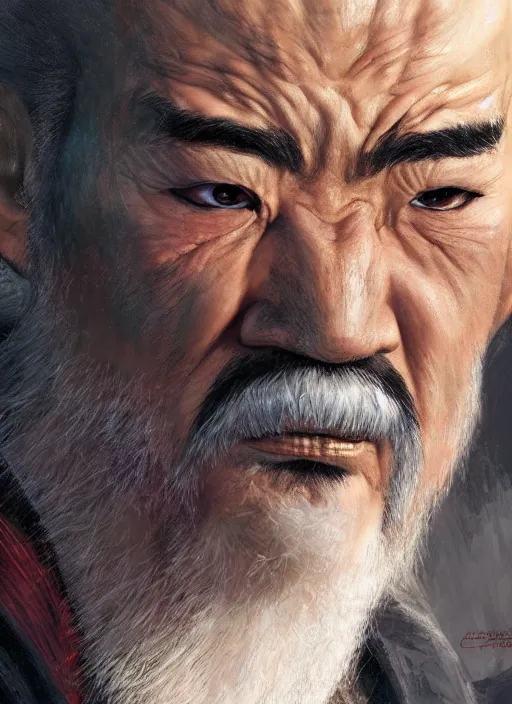 Image similar to Heihachi Mishima from Tekken, closeup character portrait art by Donato Giancola, Craig Mullins, digital art, trending on artstation