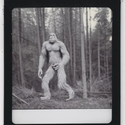 Prompt: Polaroid photo of Bigfoot