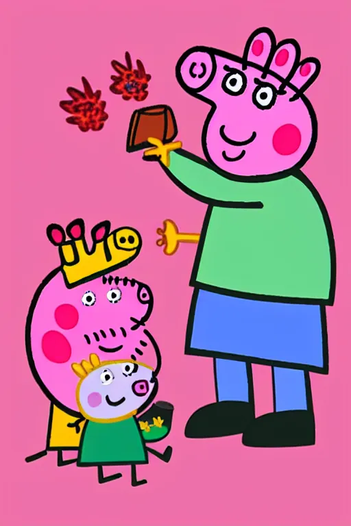 Image similar to Peppa Pig smoking marijuana