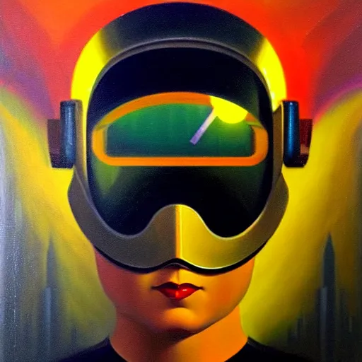 a nikolai lutohin art deco style sci - fi pilot, oil | Stable Diffusion ...