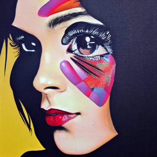 Image similar to beautiful woman being blinded by lights, 1 9 8 0's disco by sandra chevrier