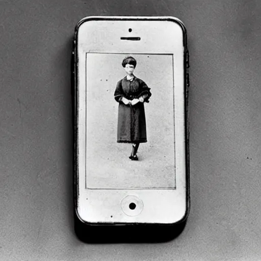 Image similar to an early 1900s photo of an iphone