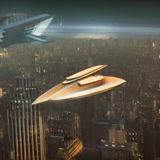 Image similar to a 1960s photograph of a giant spaceship flying over a city, dramatic lighting, cinematic, establishing shot, extremely high detail, foto realistic, cinematic lighting, post processed, concept art, high details, cinematic, 8k resolution, beautiful detailed, photorealistic, digital painting, artstation, concept art, smooth, sharp focus, artstation trending, octane render, unreal engine