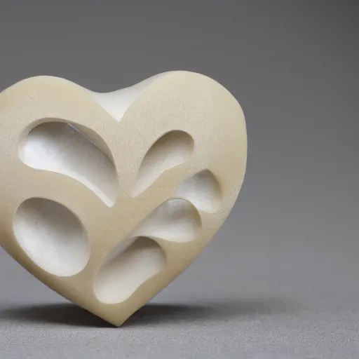 Image similar to parametric heart carved out of ivory, c anon 5 d 5 0 mm lens