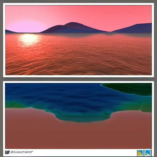 Prompt: 3d low polygon ocean scene with stunning sunset. 8k resolution. raytracing. trending on artstation.