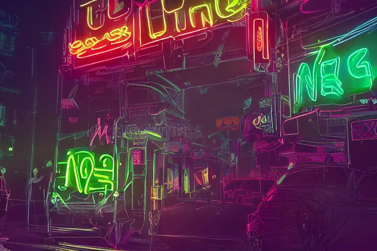 Image similar to neon jungle, detailed illustration, artstation