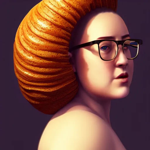 Prompt: portrait of a stocky beautiful woman with a bundt bundt pan face, greek, glasses, wide shot, digital art, realistic, 8k, trending on artstation