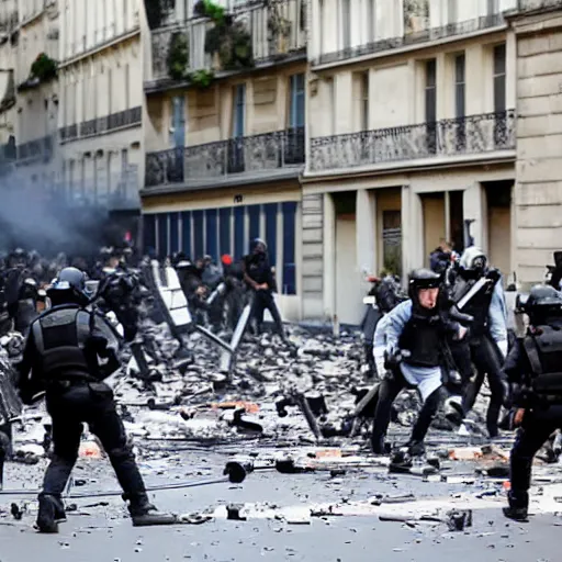 Prompt: violent riot in Paris