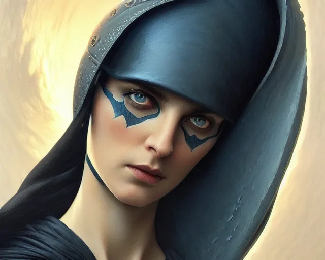 Image similar to photography of alia atreides of the knife, completely dark very dark blue eyes, deep focus, dune, science fiction, intricate, elegant, highly detailed, digital painting, artstation, concept art, matte, sharp focus, illustration, art by artgerm and greg rutkowski and alphonse mucha