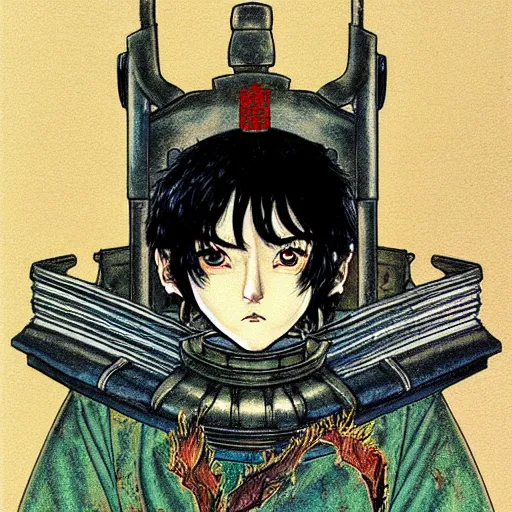 Image similar to prompt : portrait of knight painted in miyazaki color style drawn by katsuhiro otomo and takato yamamoto, inspired by fables, china doll face, smooth face feature, intricate oil painting, high detail, sharp high detail, manga and anime 2 0 0 0