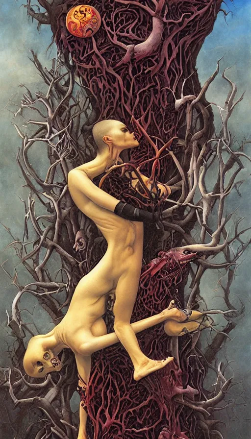 Image similar to life and death mixing together, by gerald brom,